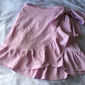 Lilac purple elastic waistband wrap skirt